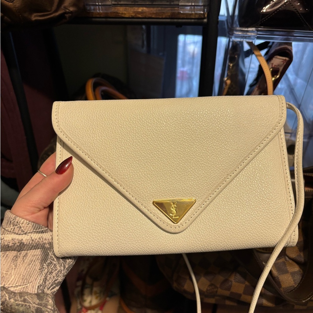 Yves Saint Laurent Cream Envelope Clutch